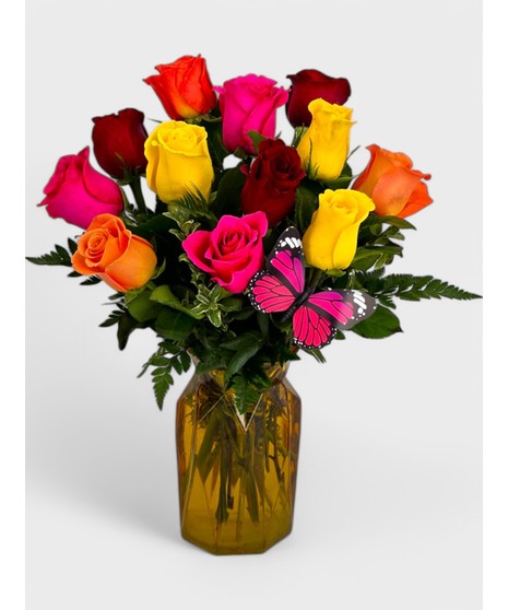 Rainbow wishes for your loved one! all the best and brightest color available in this mixed dozen